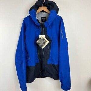 Brand New Salomon Men's Large Blue Mountain Goretex Jacket Coat Hooded Ski Shell